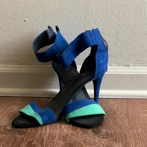 Size 11 blue and green heels